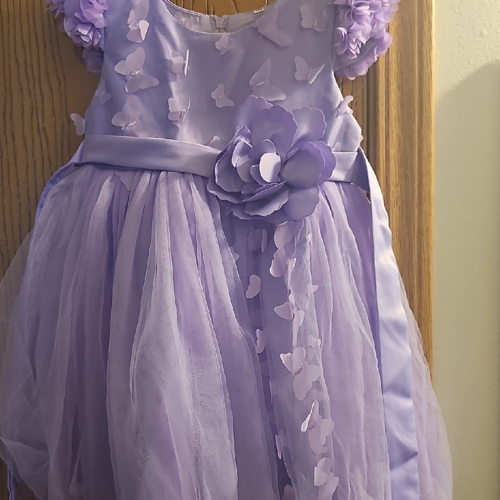 Lavender Butterfly Kids Dress